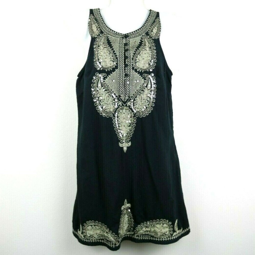 Free People Dress Sleeveless Sequins Buttons Dress - Picture 1 of 6